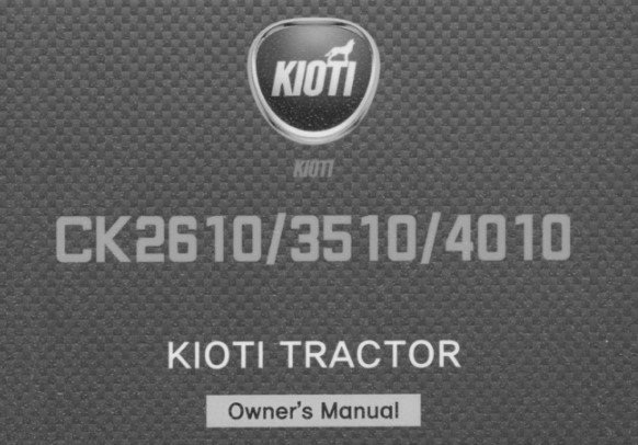 kioti ck3510 owner's manual